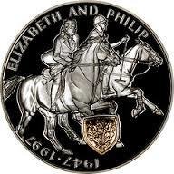 (1997) Монета Уганда 1997 год 2000 шиллингов "Елизавета и Филипп. 50 лет"  Медь-Никель  PROOF